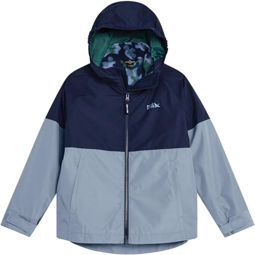 NWT Eddie Bauer Coat Boys Sz 18/20 XL Blue 3-in-1 Jacket Camo Zip In Fleece Hood - Picture 2 of 8